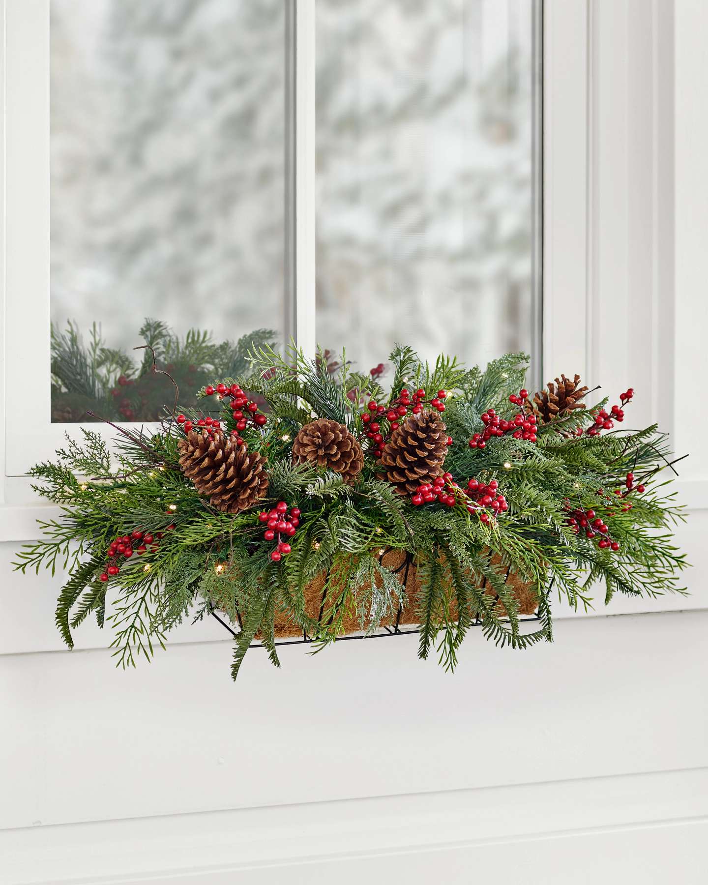 Balsam Hill Outdoor Red Berry Pine Artificial Christmas Foliage Holiday Decor Display