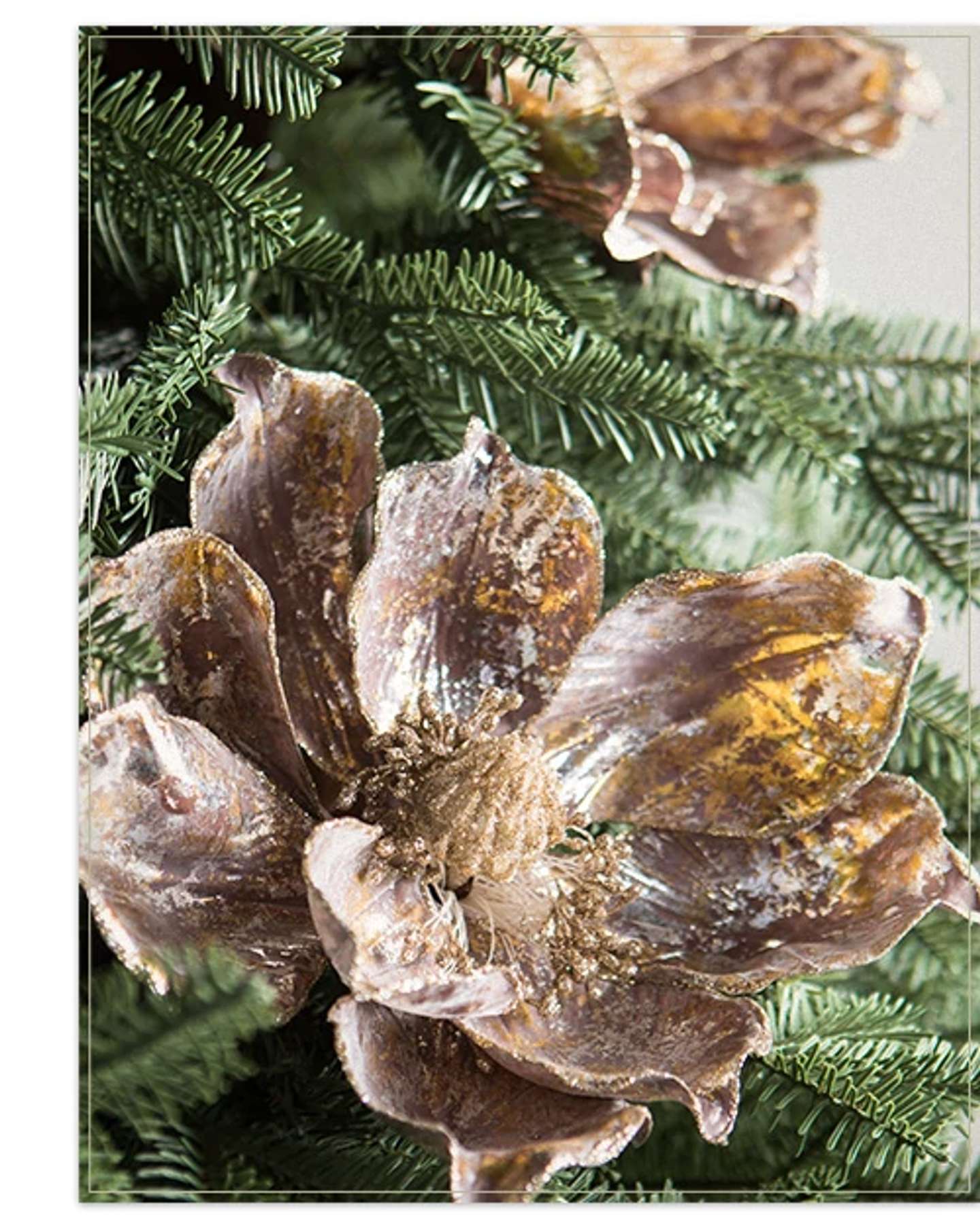 Balsam Hill Medium Magnolia Christmas Tree Picks Set in Product Display