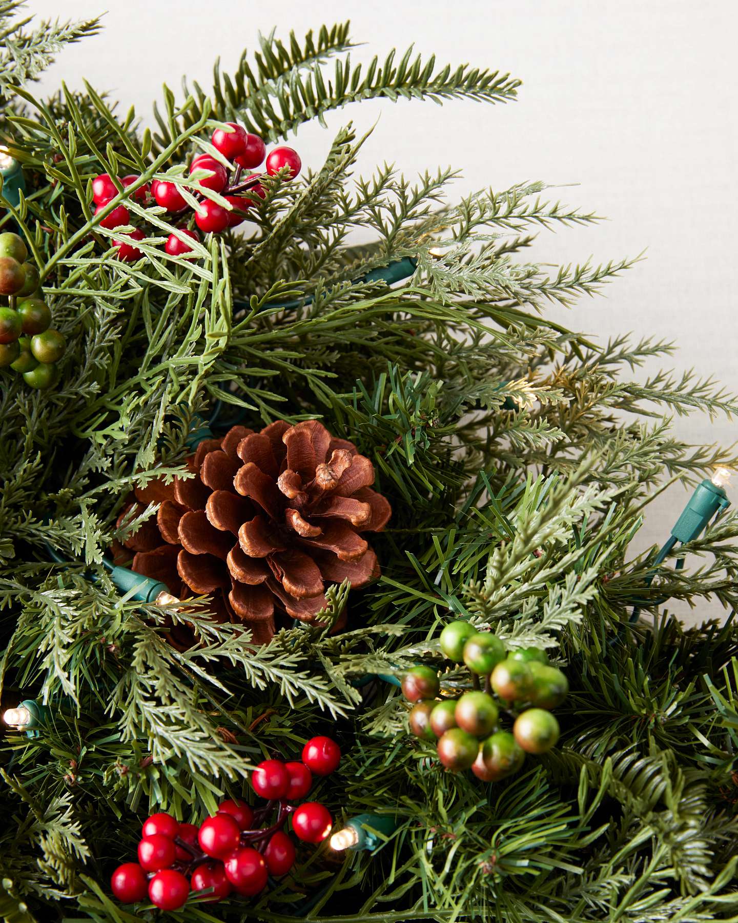 Balsam Hill 60-Inch Outdoor Winter Evergreen Artificial Christmas Wreath Detailed View