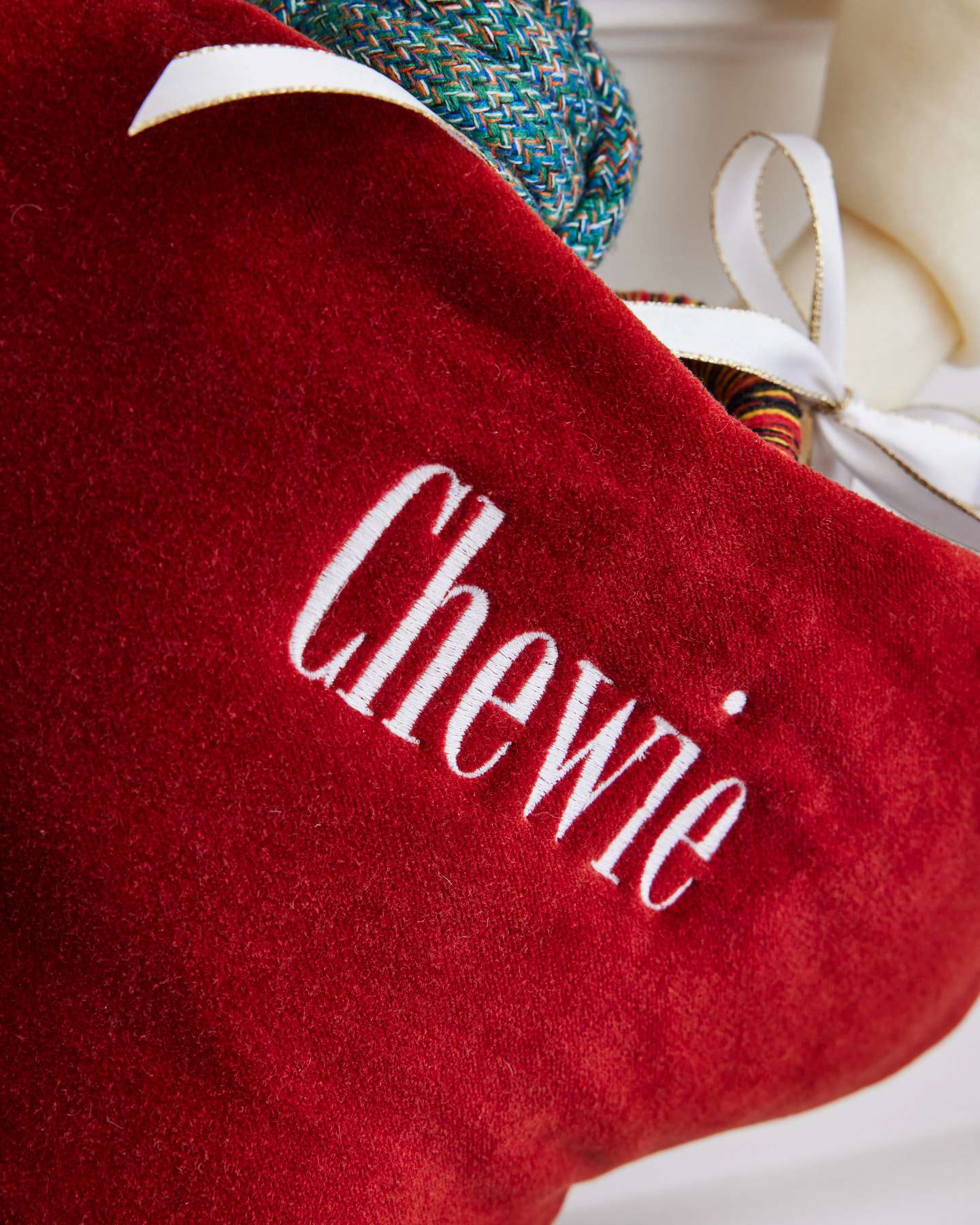 Red Velvet Dog Bone Christmas Stocking