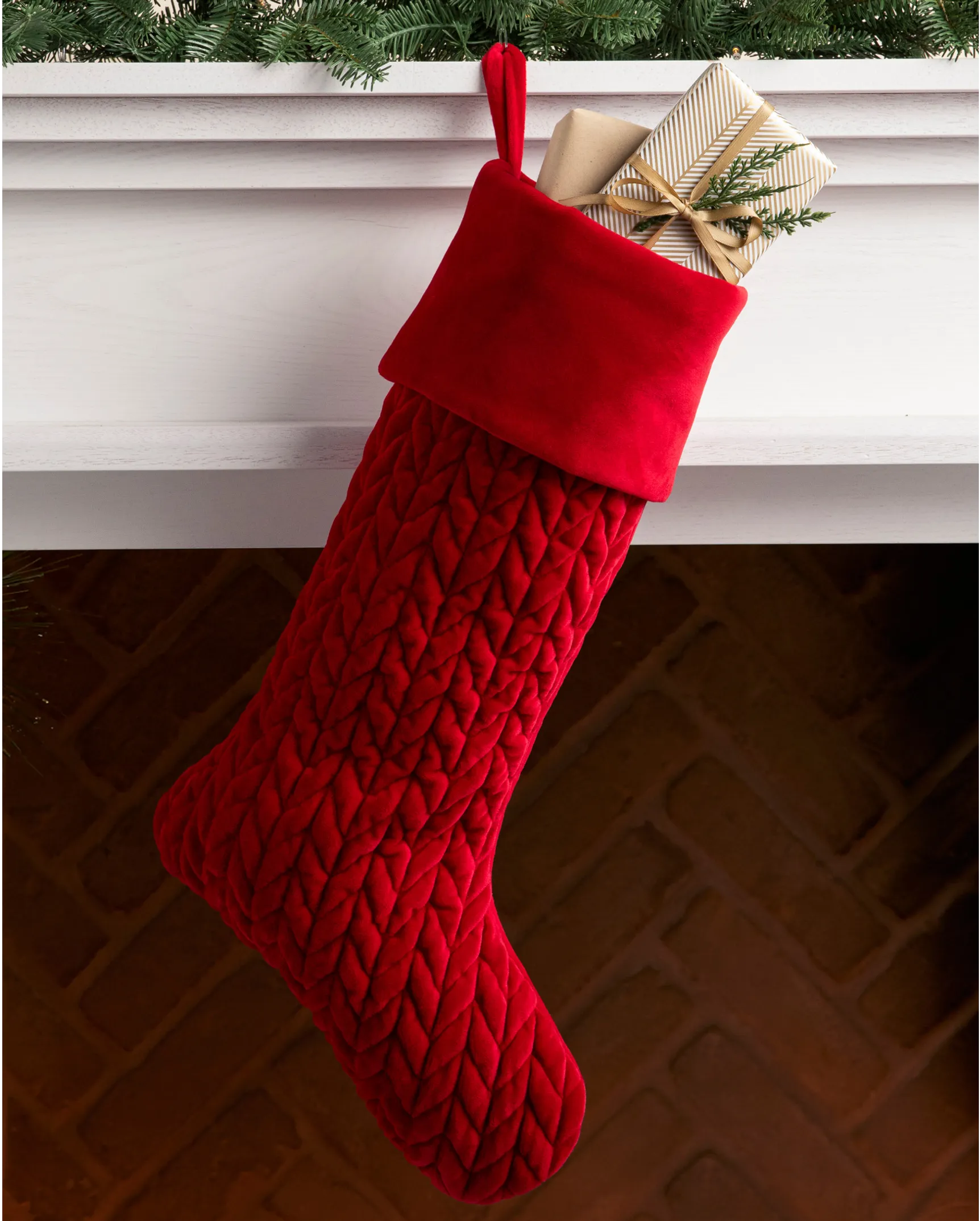Plush Braided Christmas Stockings
