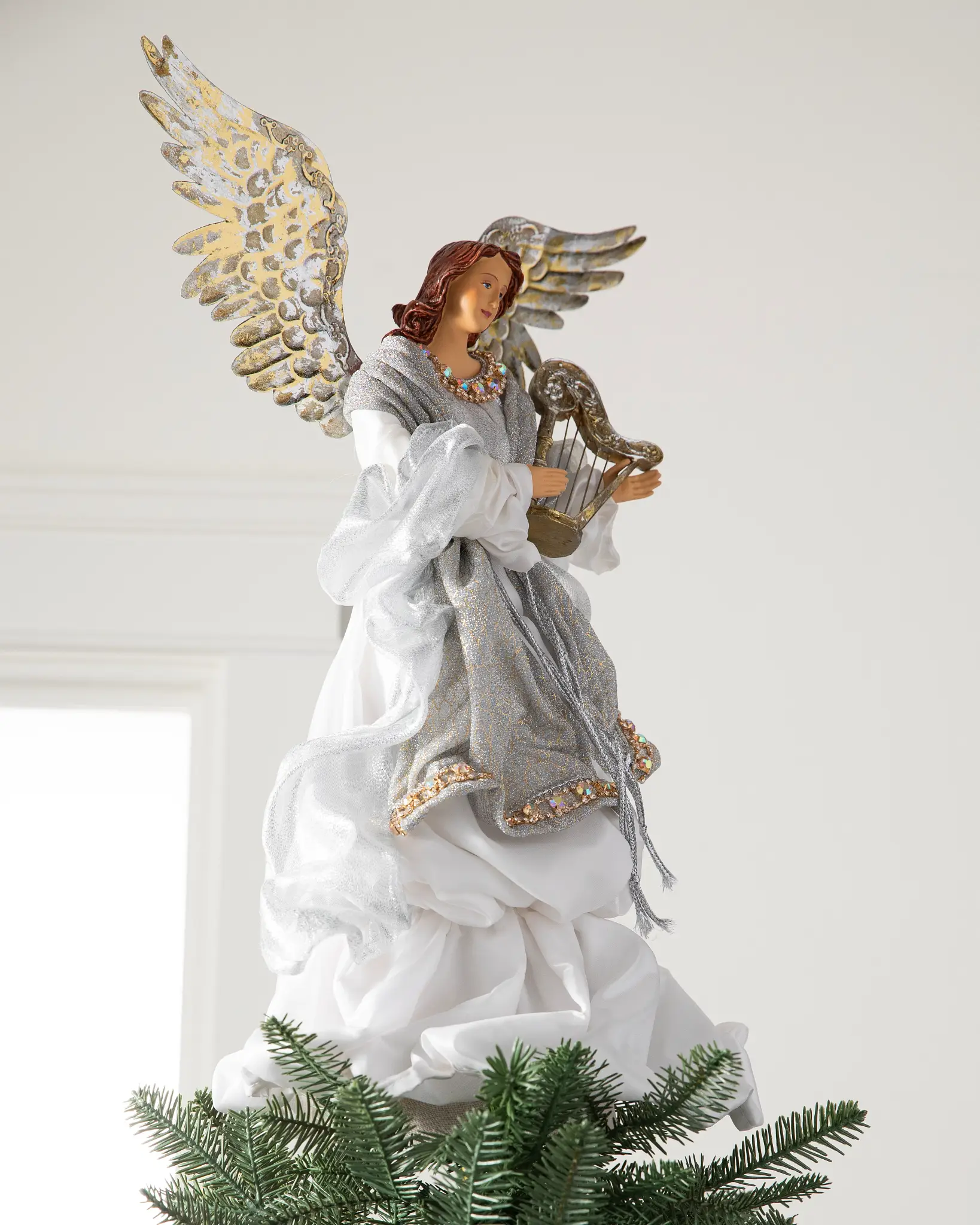 Silver 40cm Tree Topper Angel 