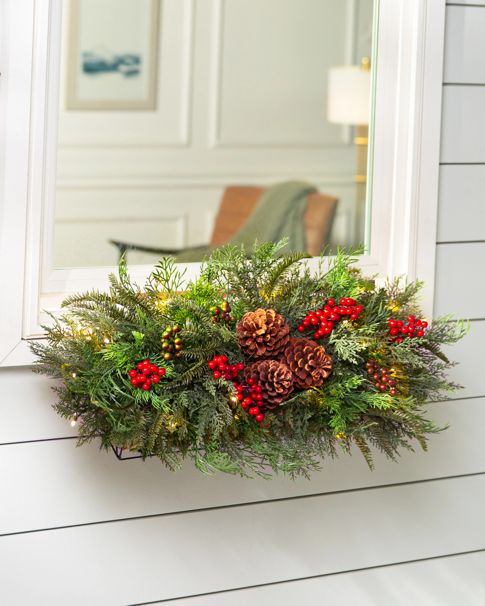 Outdoor Winter Evergreen Window Box