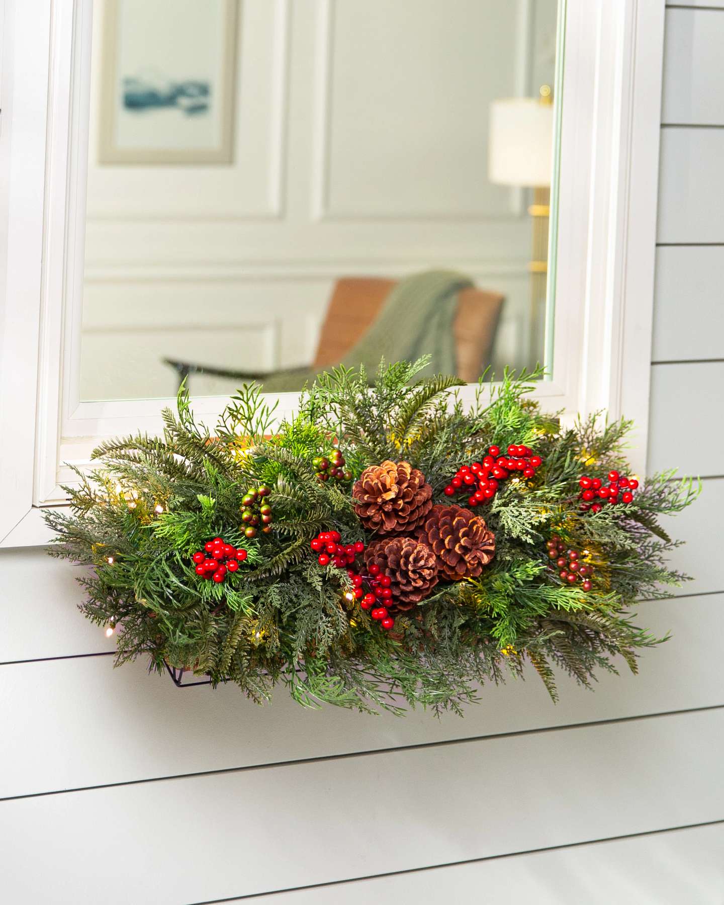 Balsam Hill Winter Evergreen Artificial Christmas Window Box 30-Inch LED