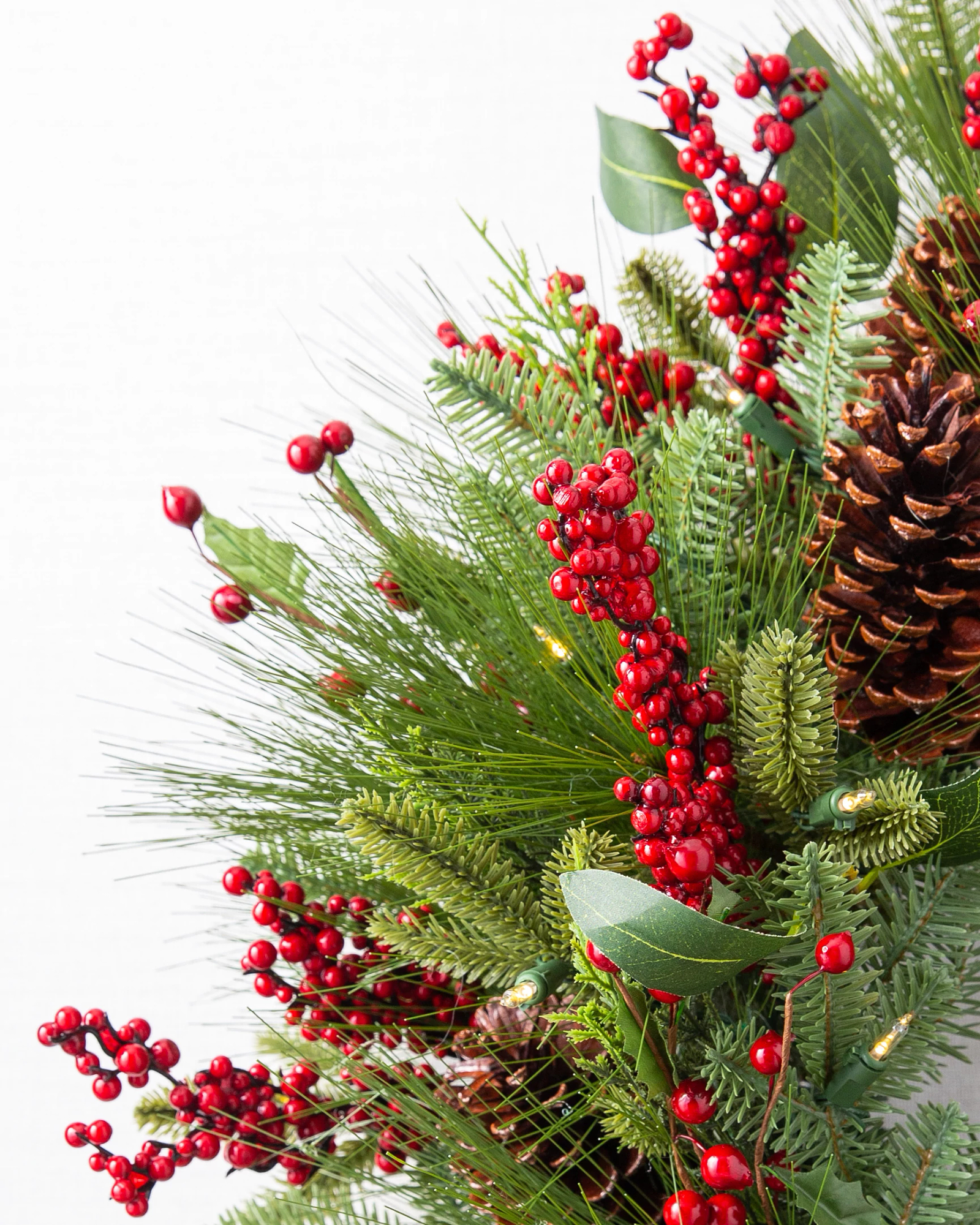Premium Velvet Wreath Picks with Gift Box, Pine Cones, & Ornament