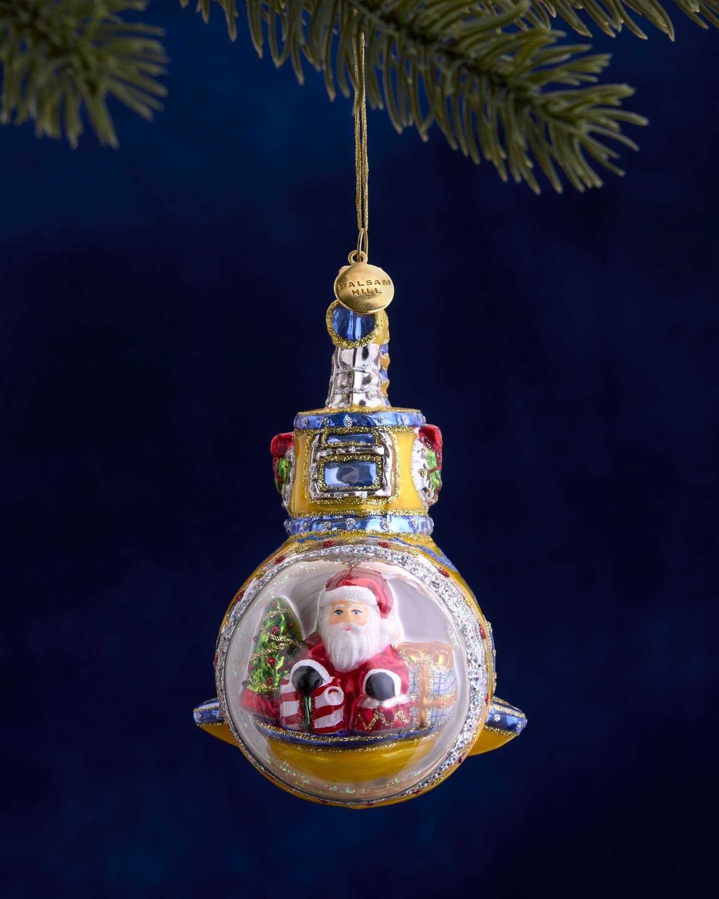Balsam Hill Studio Santa's Yellow Maui Submarine Ornament