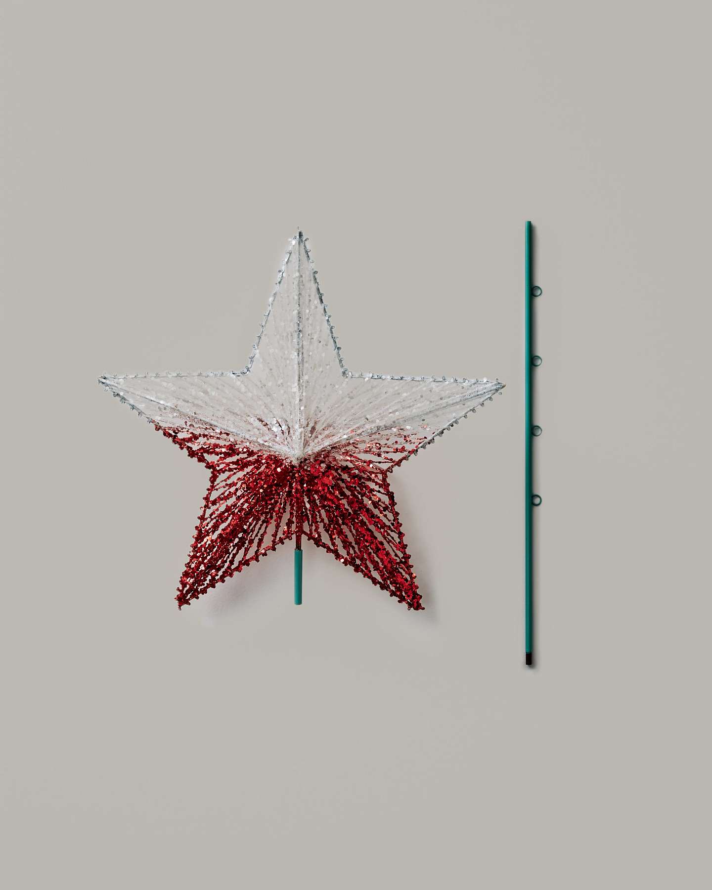 Balsam Hill Red and White Ombre Star Artificial Christmas Tree Topper with Festive Display