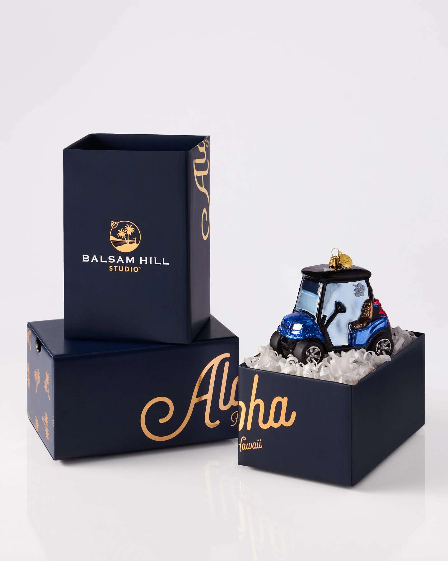 Balsam Hill Studio Blue Golf Cart Ornament