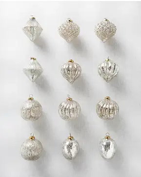 Silver BH Essentials Mercury Glass Ornament Set Silver BH Essentials Mercury Glass Ornament Set