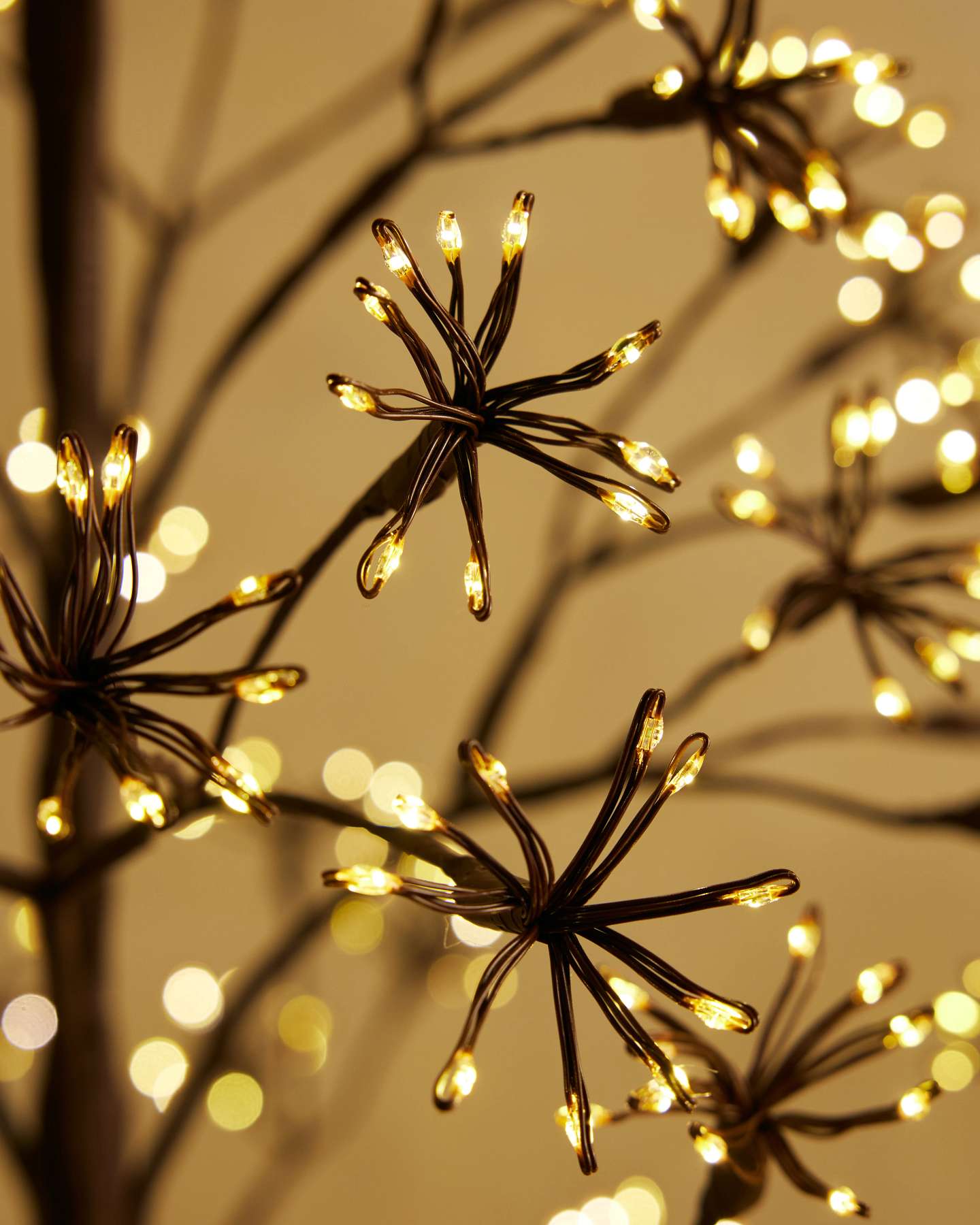 5' Brown Outdoor Lit Cluster Fairy Starburst Tree