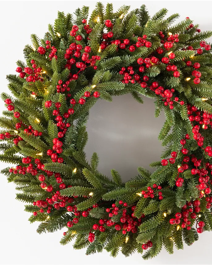 Grofry Christmas Faux Garland Christmas Holiday Decoration Novelty Wreath  Versatile Durable Flame Retardant Long-lasting Festive Staircase Wreath 