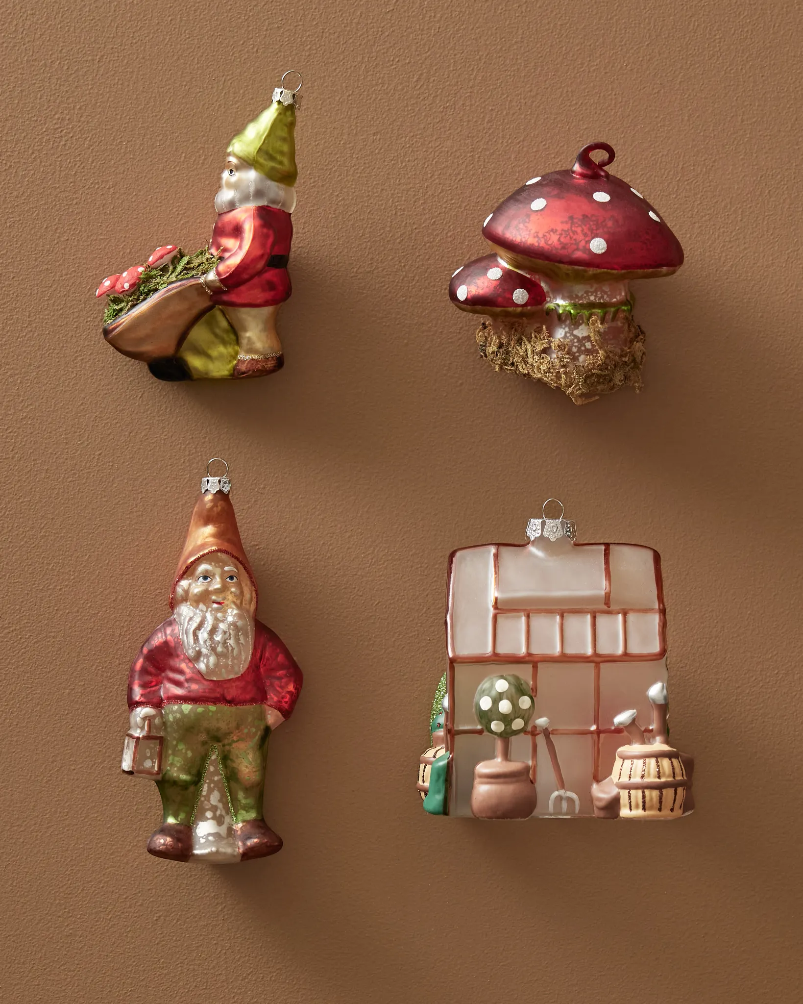 Garden Gnomes Glass Ornament Set