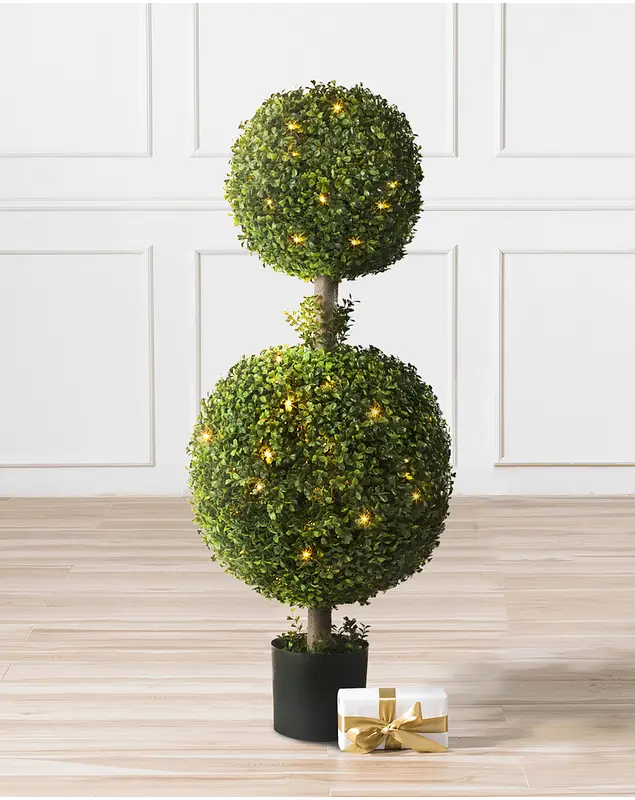 Battery-Operated Boxwood Topiary by Balsam Hill SSC 10