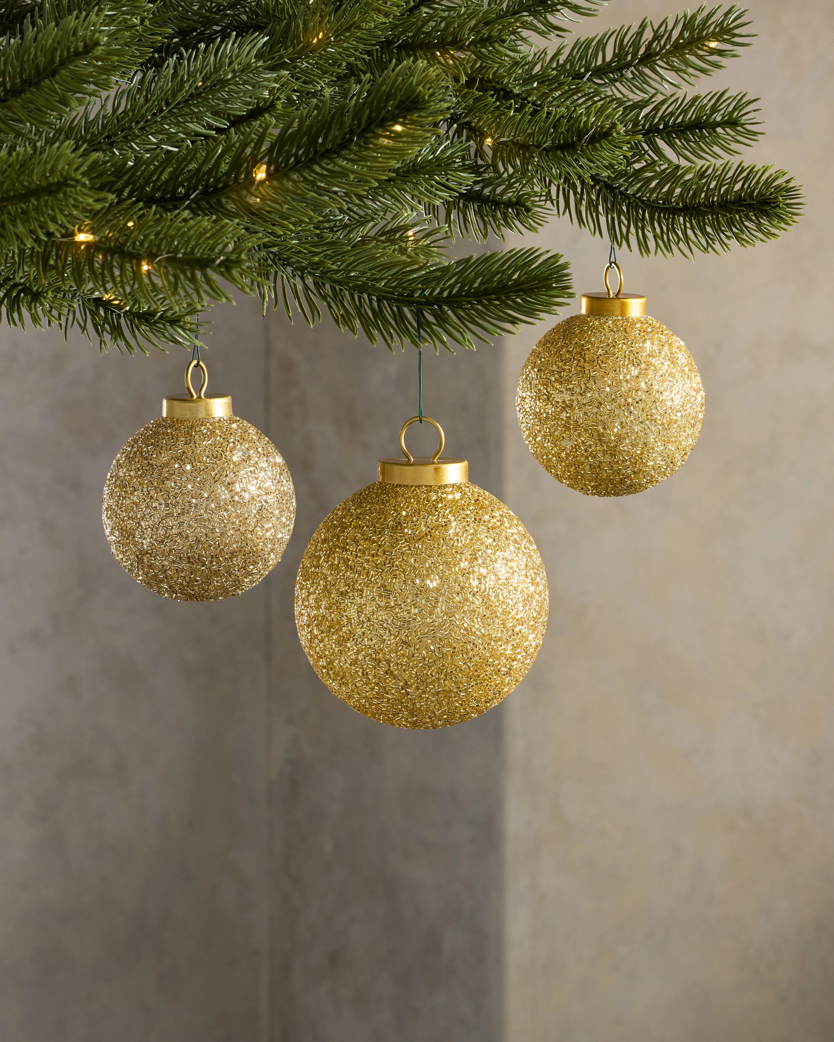 Gold Stardust Sparkle Ornament Set