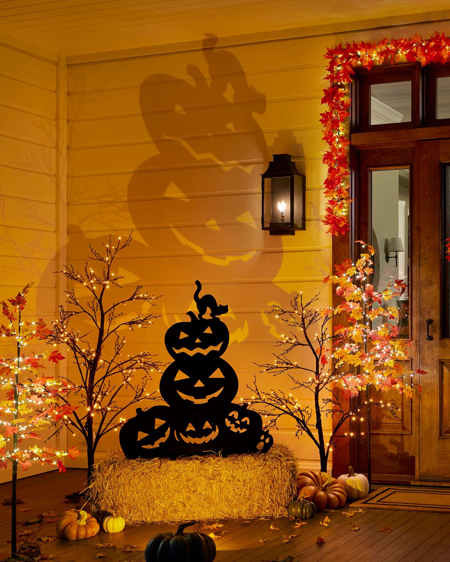 Balsam Hill Outdoor Illuminated Jack-o'-Lanterns Halloween Silhouette