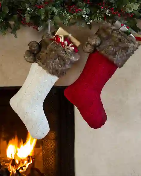 针织圣诞袜，一套两件，Balsam Hill SSC 10欧宝体育com