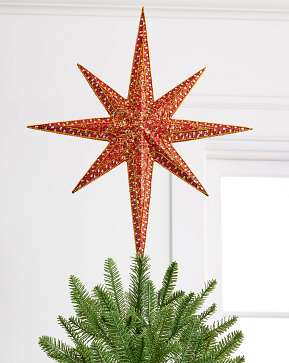 Red Bethlehem Star Beaded Tree Topper Red Bethlehem Star Beaded Tree Topper
