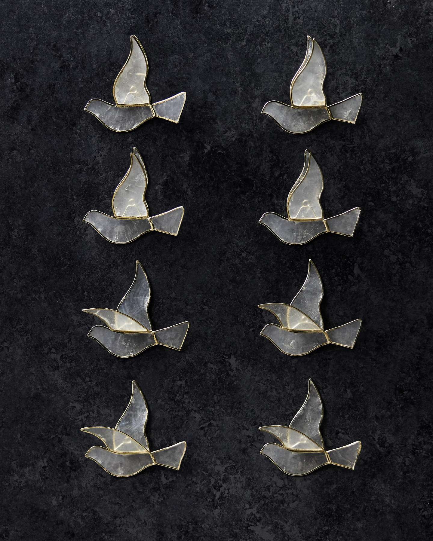 Balsam Hill Golden Dove Capiz Christmas Ornament Set of 8