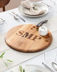 Monogrammed wooden cheese board