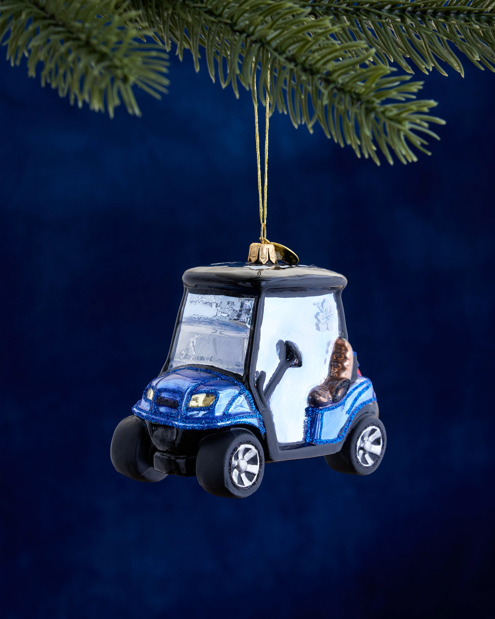 Balsam Hill Studio Blue Golf Cart Ornament