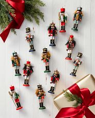 Set of Nutcracker Christmas ornaments on a white background