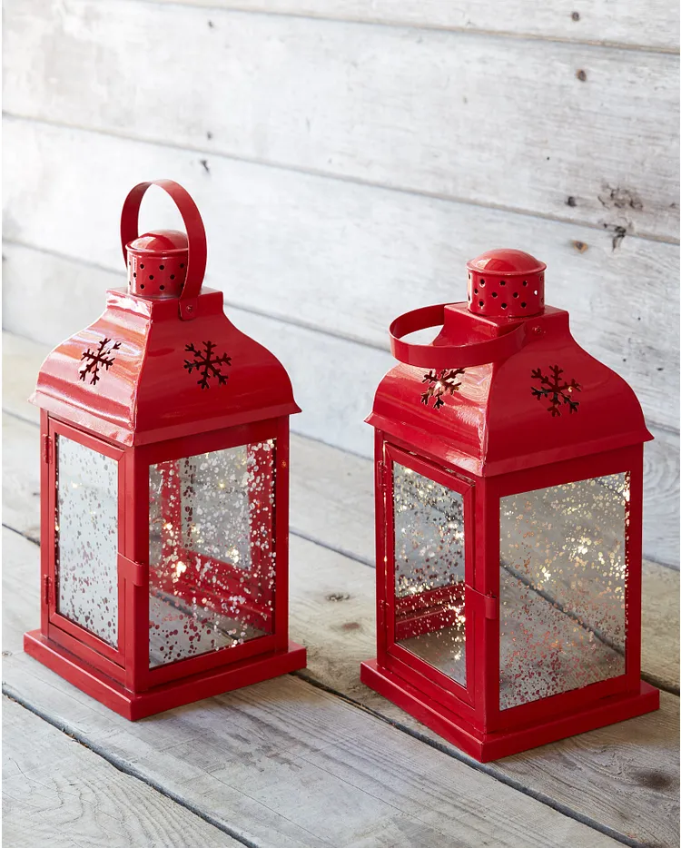 Outdoor LED Holiday Lanterns, Set of 2