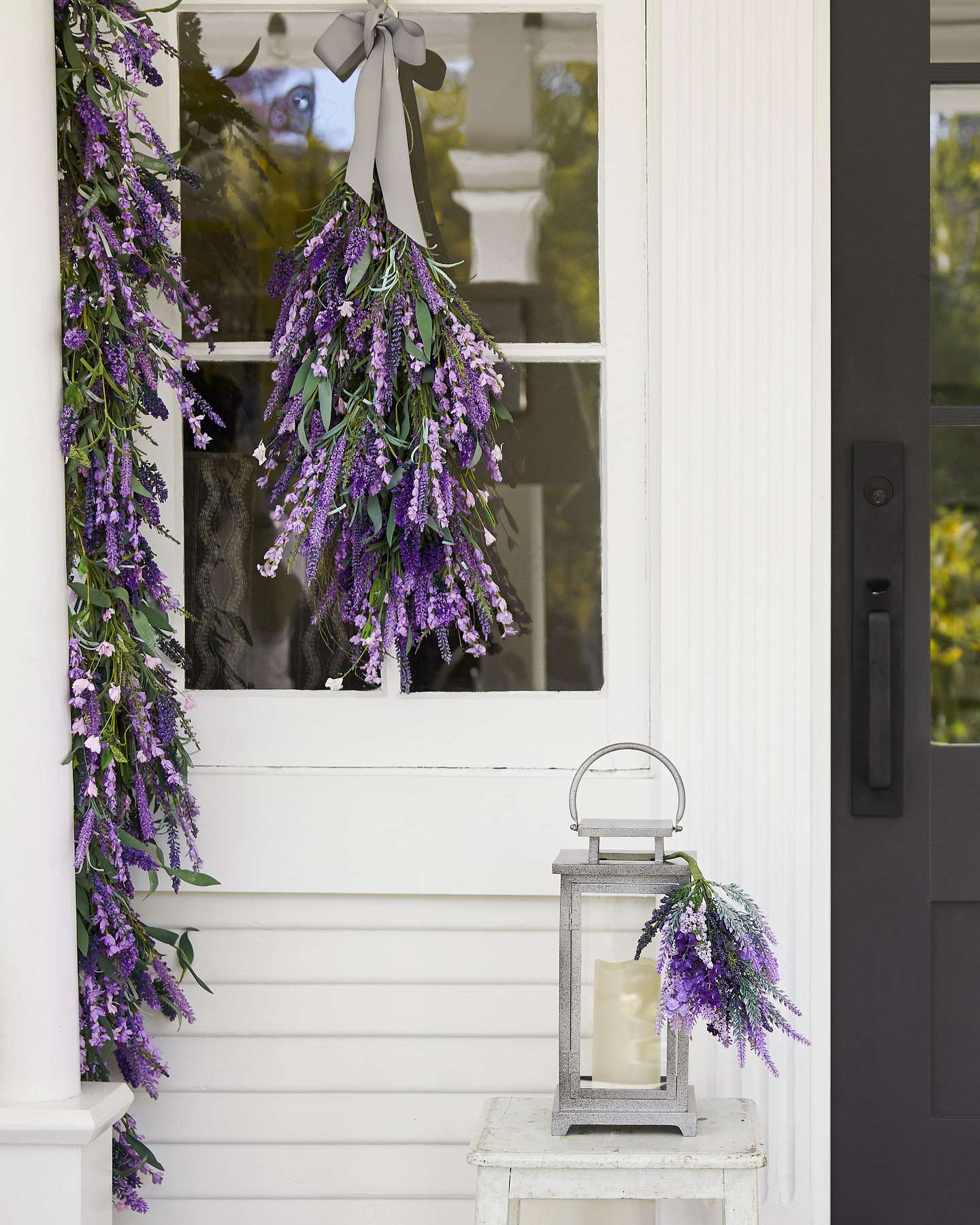Balsam Hill Provencal Lavender Lantern with Candle Lifestyle Display