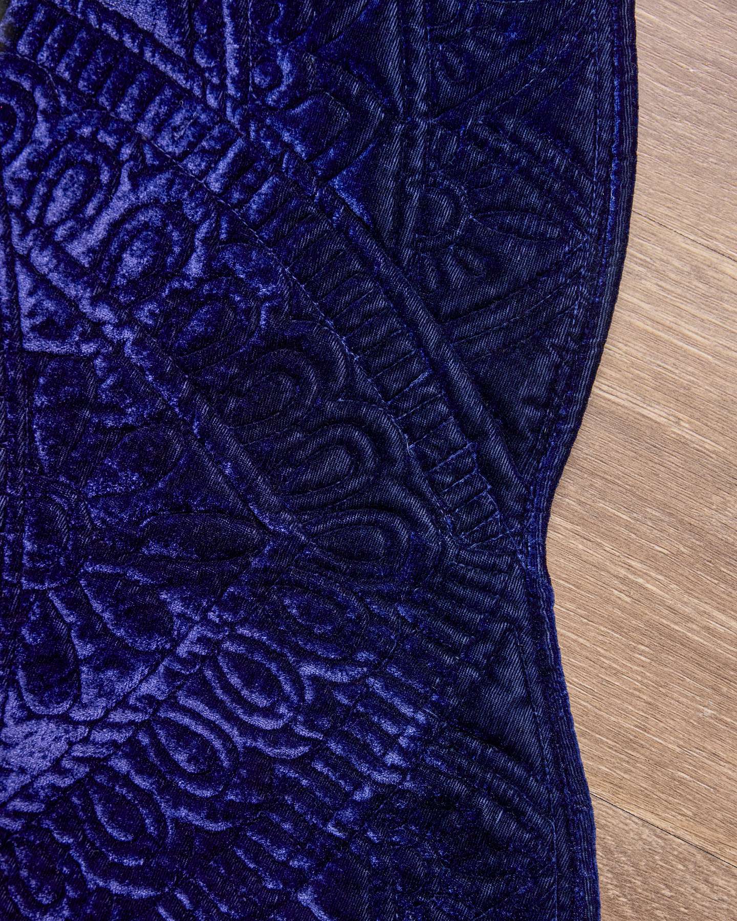 72" Midnight Blue Embossed Velvet Luxe Tree Skirt