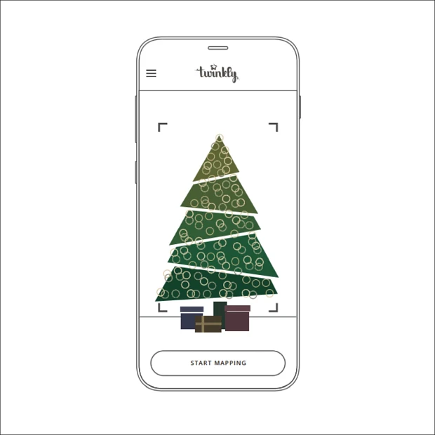 Illustration of Christmas tree image on phone