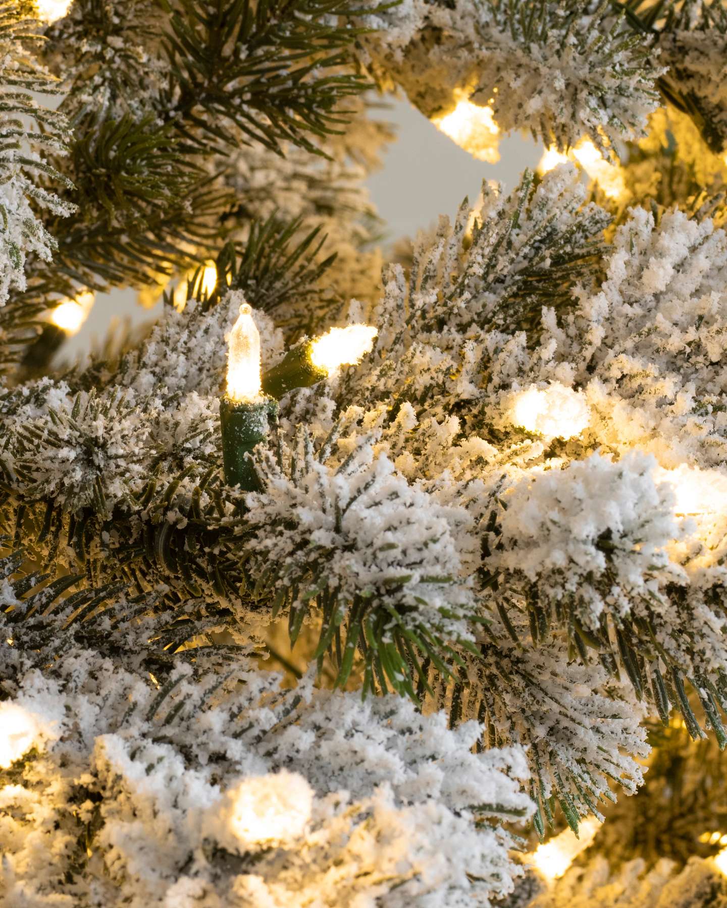 Balsam Hill Frosted Yukon Spruce Christmas Tree LED Closeup Angle 2