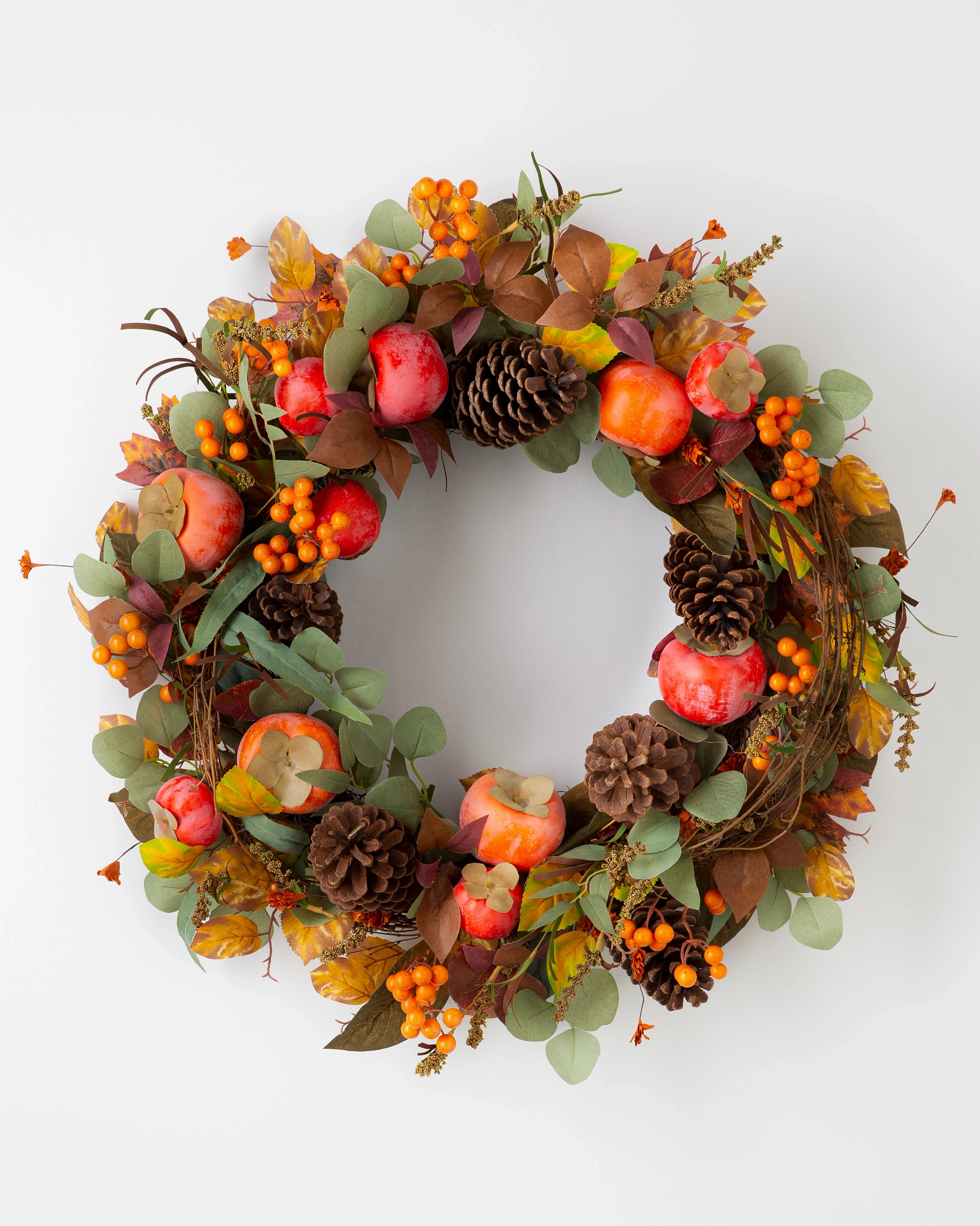 Persimmon & Pinecone Artificial Fall Wreath Balsam Hill
