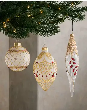 Burgundy & Gold Gilded Glory Mixed Glass Ornament Set Burgundy & Gold Gilded Glory Mixed Glass Ornament Set