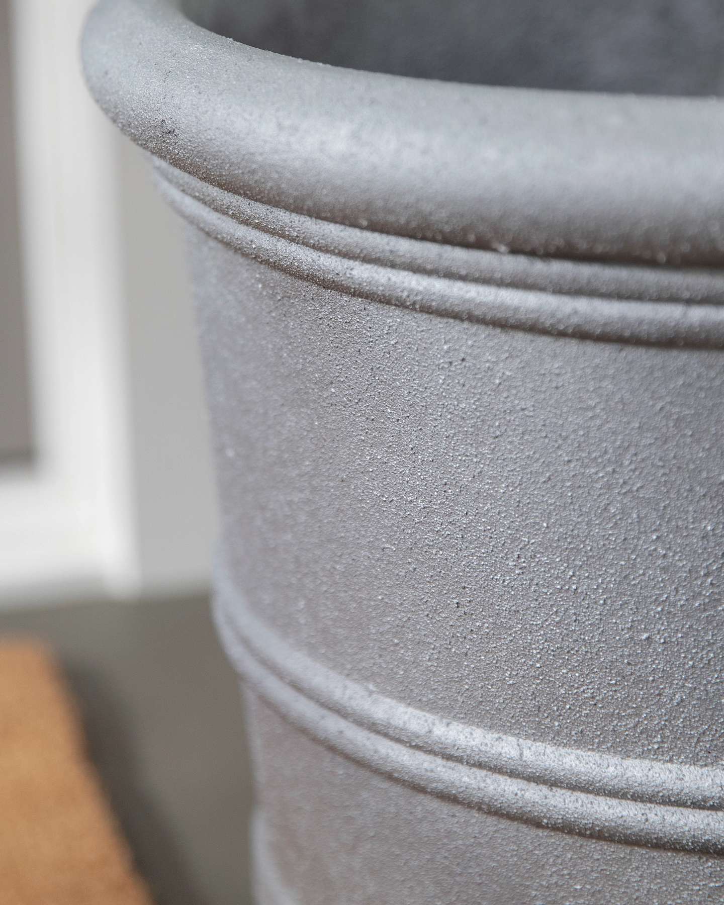 Balsam Hill Gray Sculpted Planter 16-Inch Diameter Detailed View