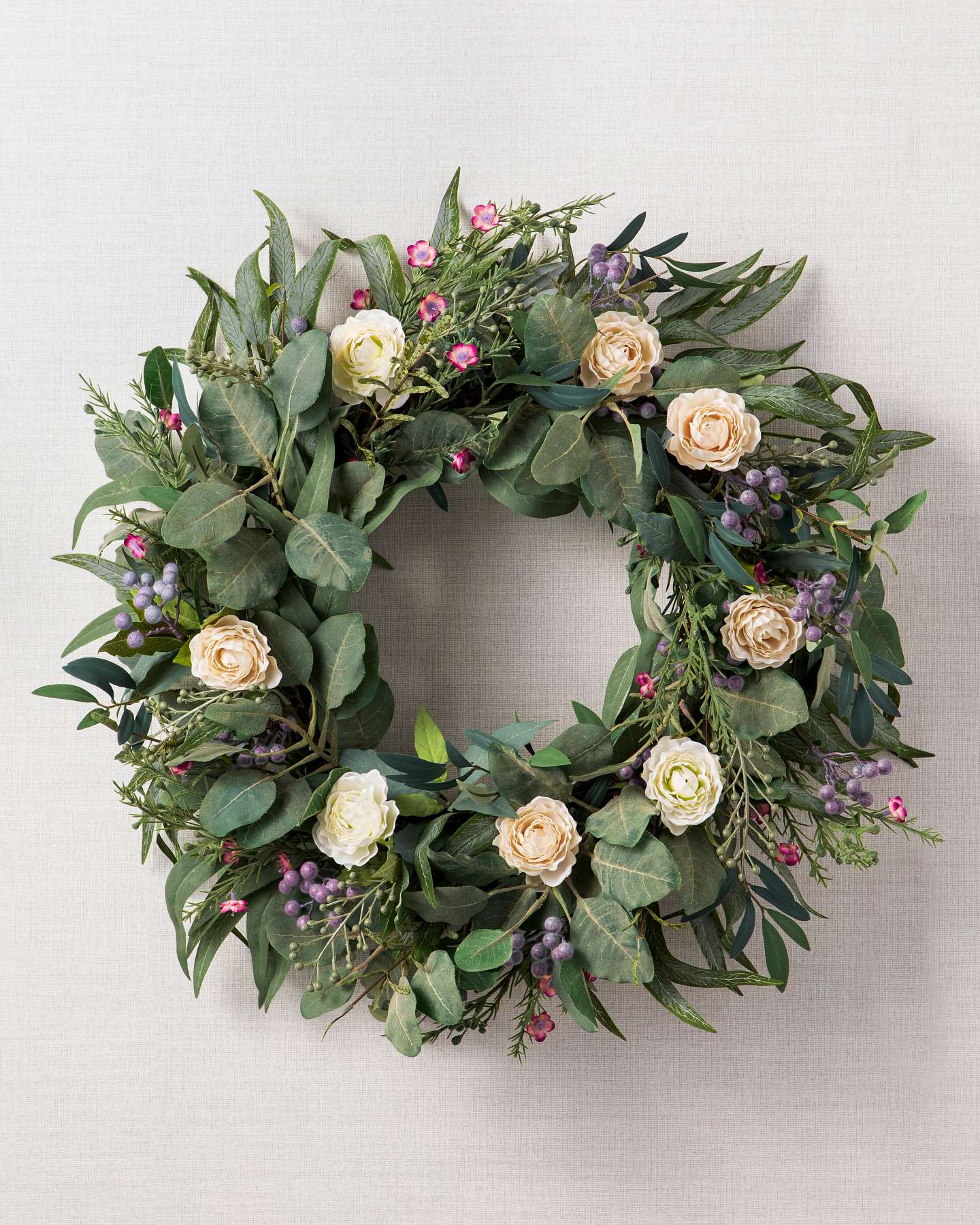 Balsam Hill Marseille Meadow Artificial Christmas Wreath 22-Inch Front View