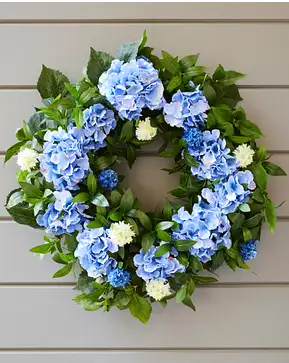 Outdoor Blue Hydrangea Wreath Outdoor Blue Hydrangea Wreath
