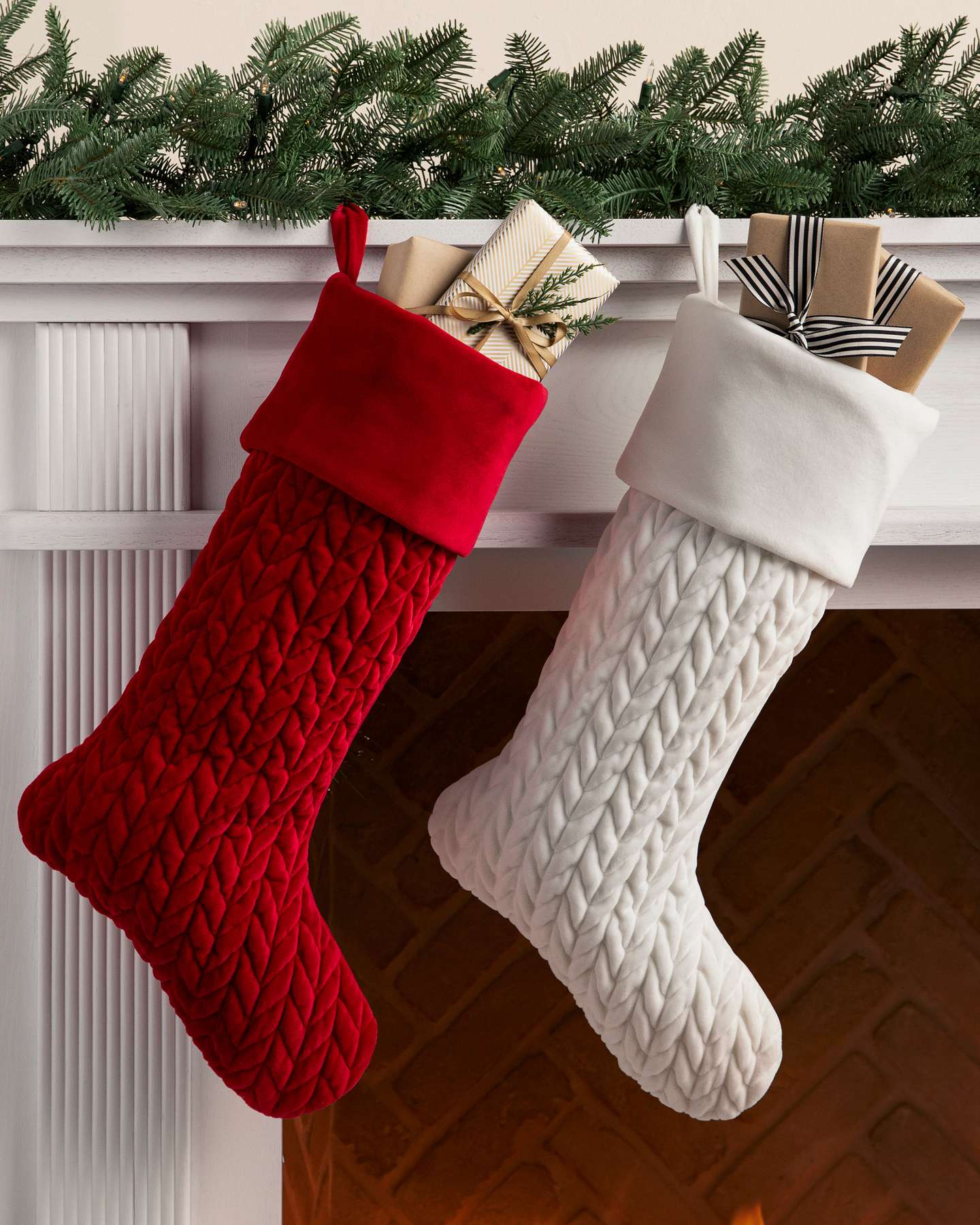 Balsam Hill Plush Braid Stocking Cosy Christmas Accent