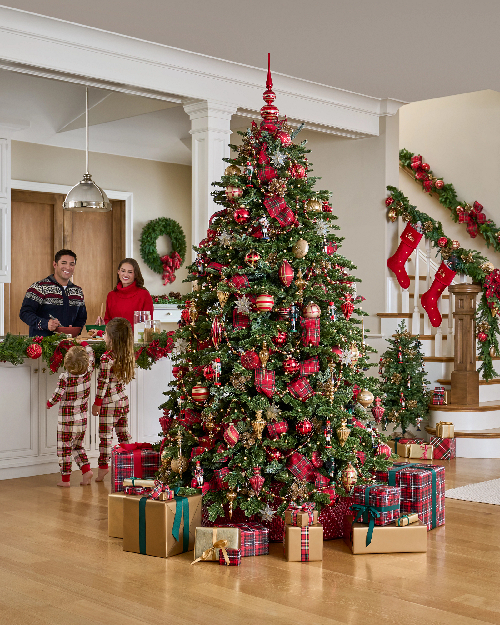 Bold Red Plaid Glitter Christmas Tree Ribbons Balsam Hill