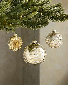 Set de boules de Noël en verre ornées de joyaux Héritage Set de boules de Noël en verre ornées de joyaux Héritage
