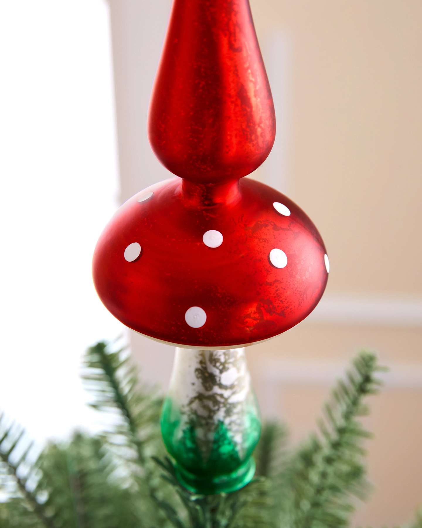 9" Mini Red Woodland Mushroom Tree Topper