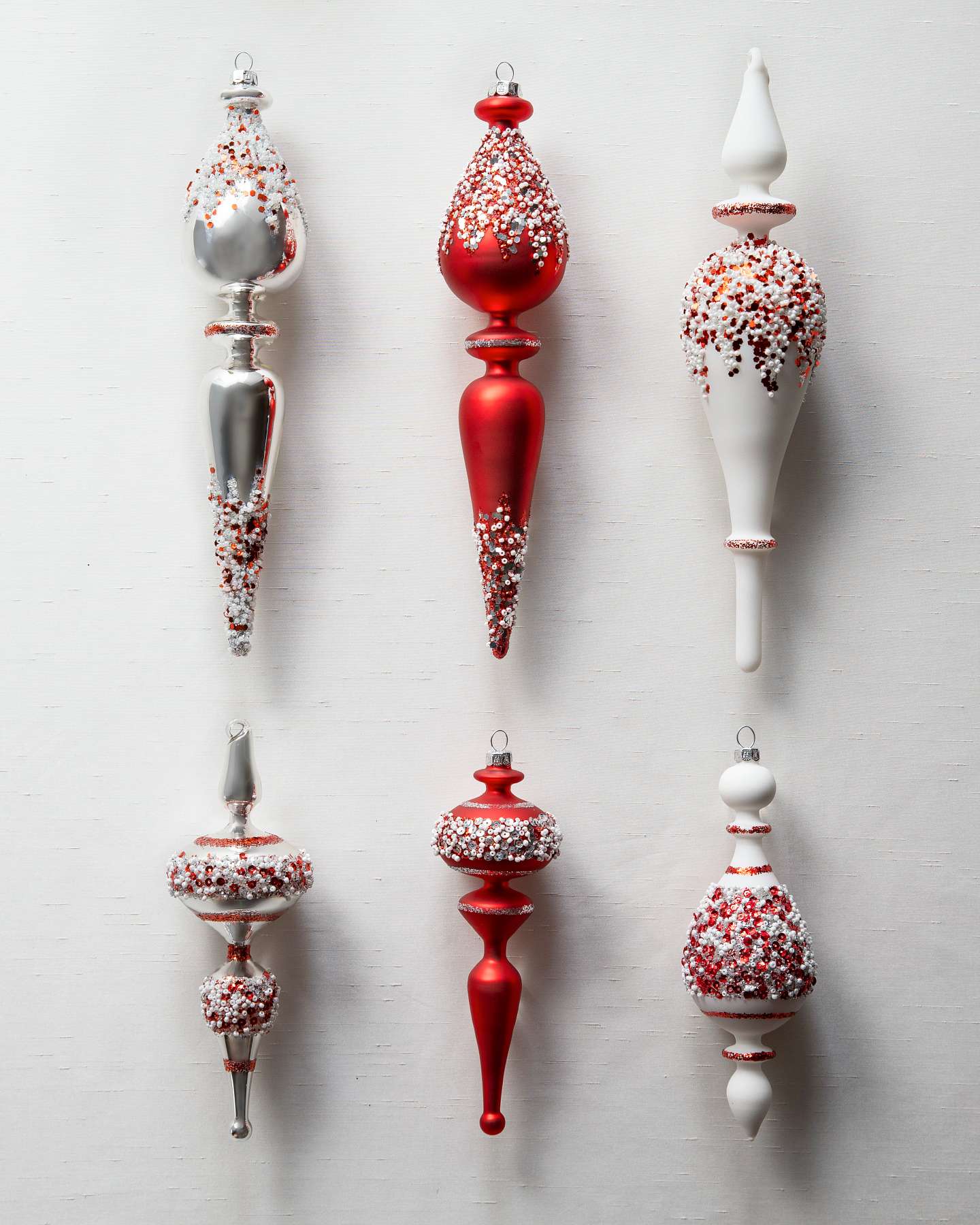 Balsam Hill Nordic Frost Finial Christmas Ornament Set of 6 Close-Up