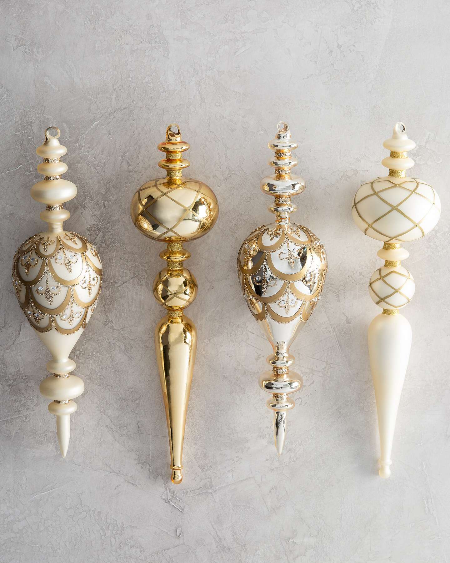 Balsam Hill Gilded Glory Glass Finial Artificial Christmas Ornament Set
