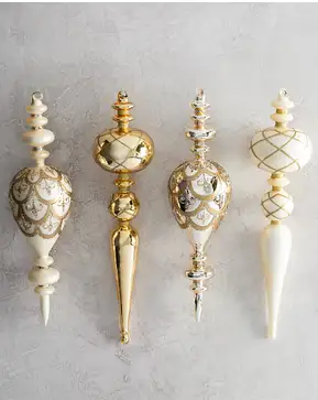 Gold Gilded Glory Glass Finial Ornament Set Gold Gilded Glory Glass Finial Ornament Set