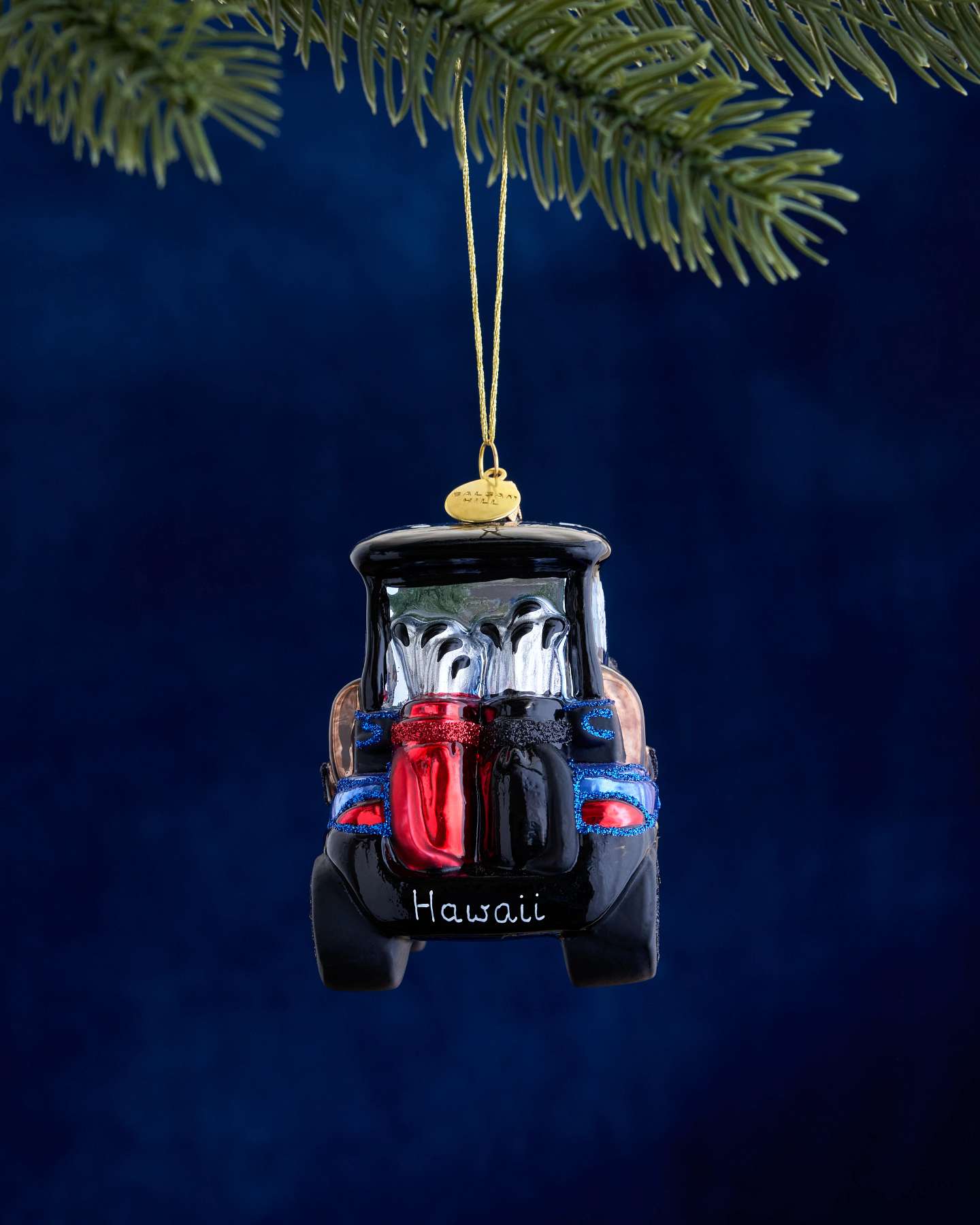 Balsam Hill Studio Blue Golf Cart Ornament