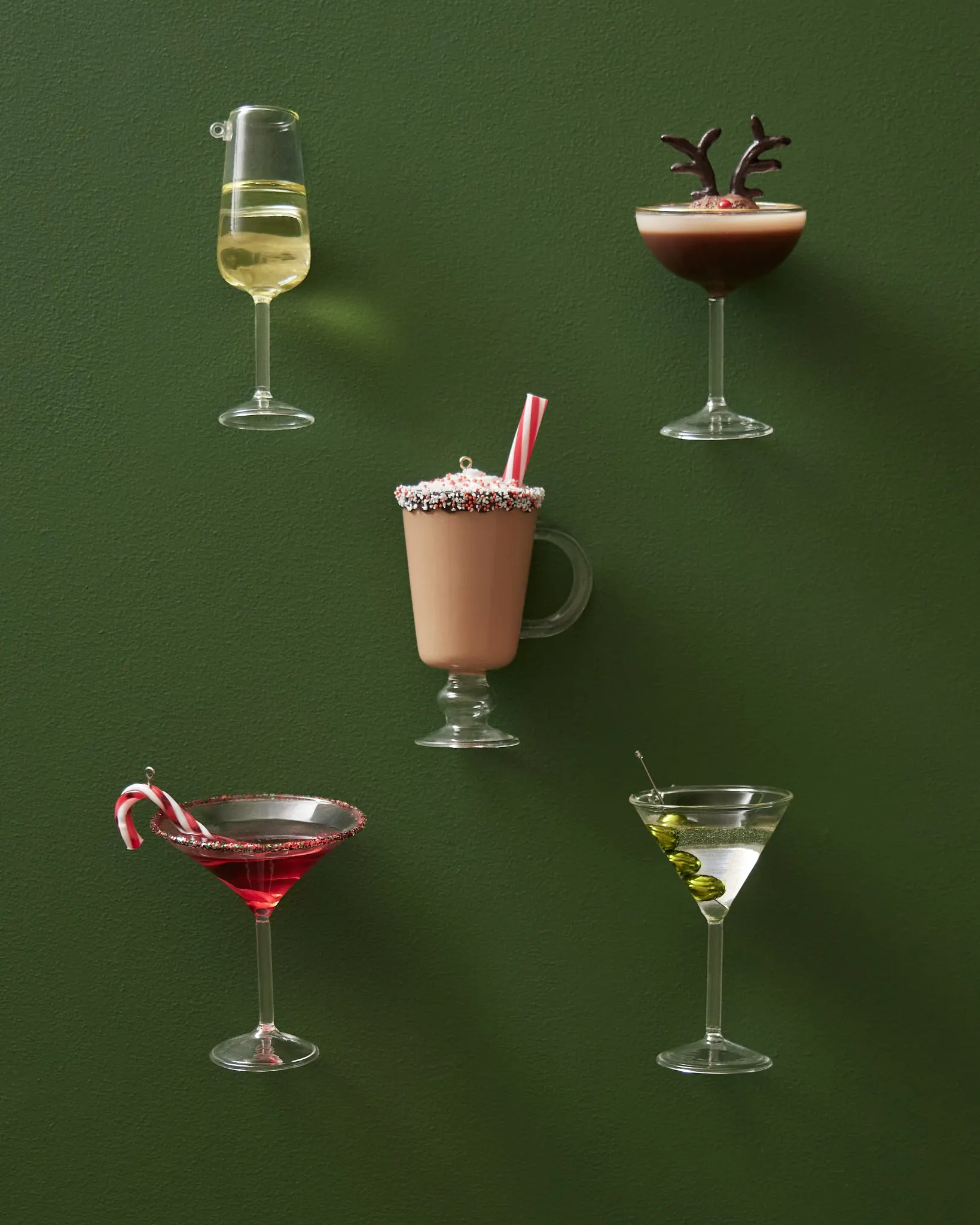 Weihnachtsbaumschmuck-Set Festliche Drinks aus Glas