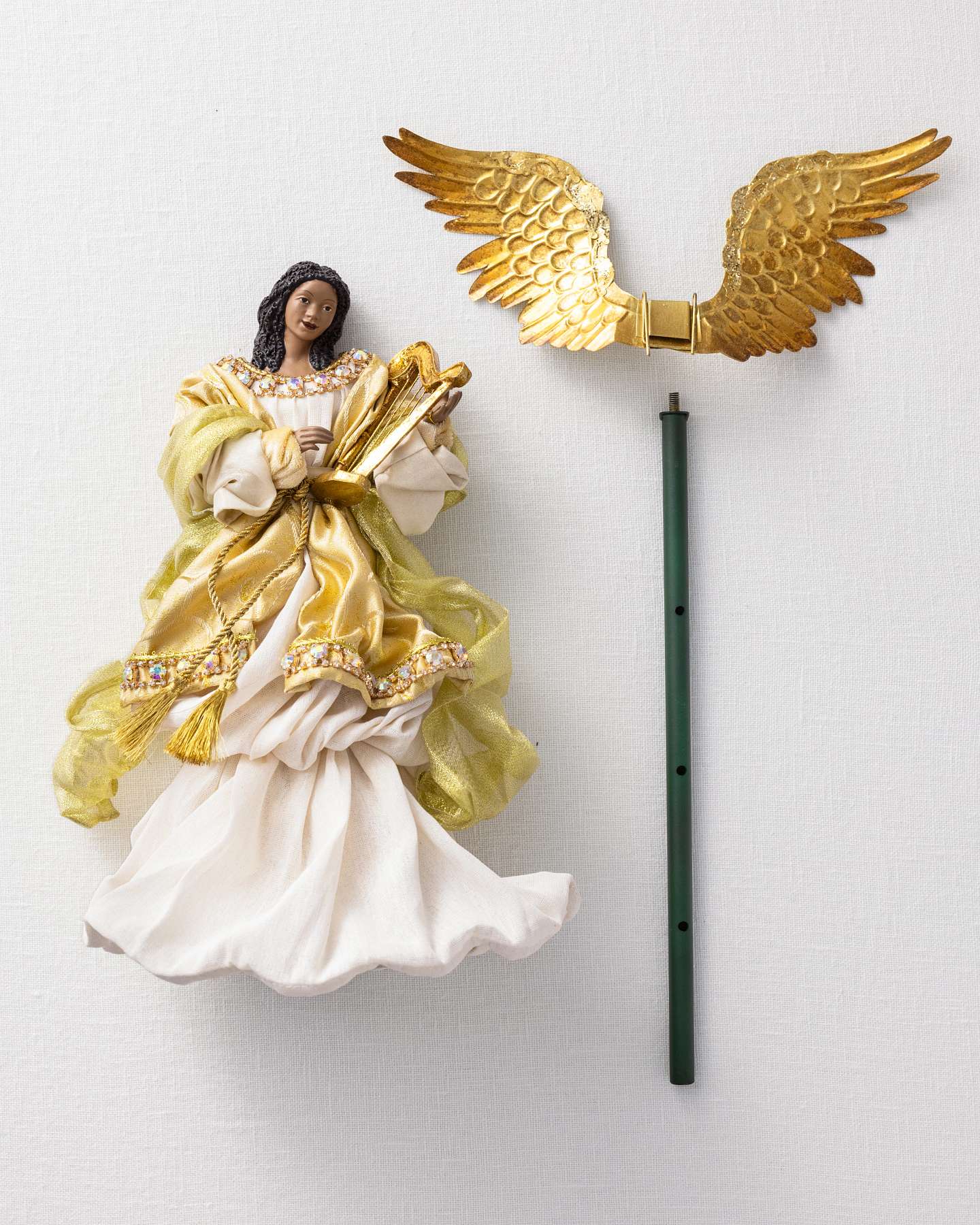 Balsam Hill 14-Inch Gilded Black Angel Artificial Christmas Tree Topper Full Display