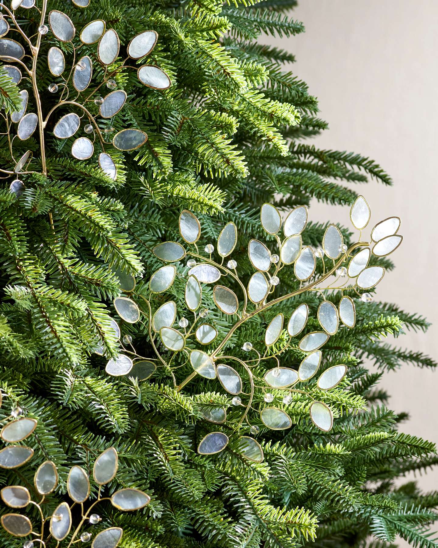 Capiz & Crystal Leaves Christmas Picks, Set of 3