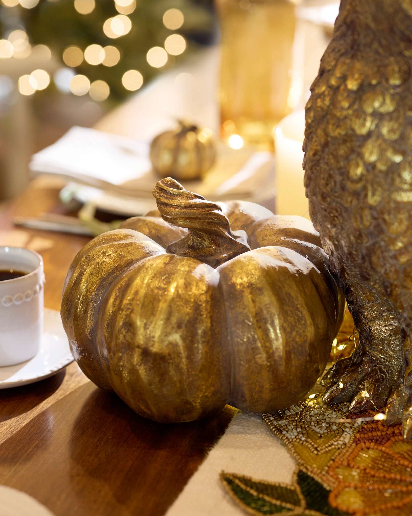 Bronzed Tabletop Pumpkins Set of 3 by Balsam Hill Closeup 10