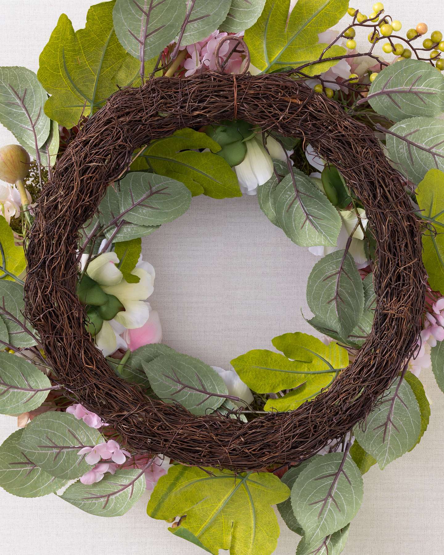 Balsam Hill Nottingham Garden 26-Inch Artificial Wreath Close-Up Detail