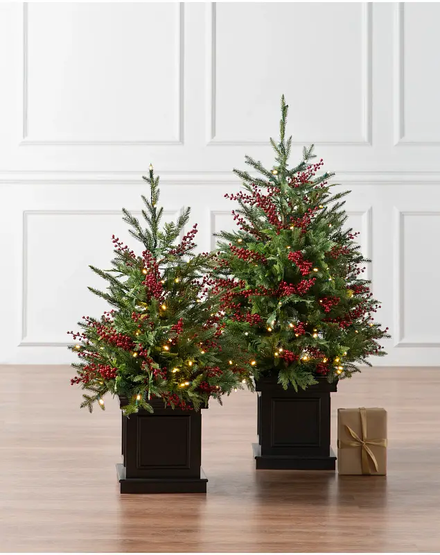 Outdoor Red Berry Evergreen Potted Tree by Balsam Hill