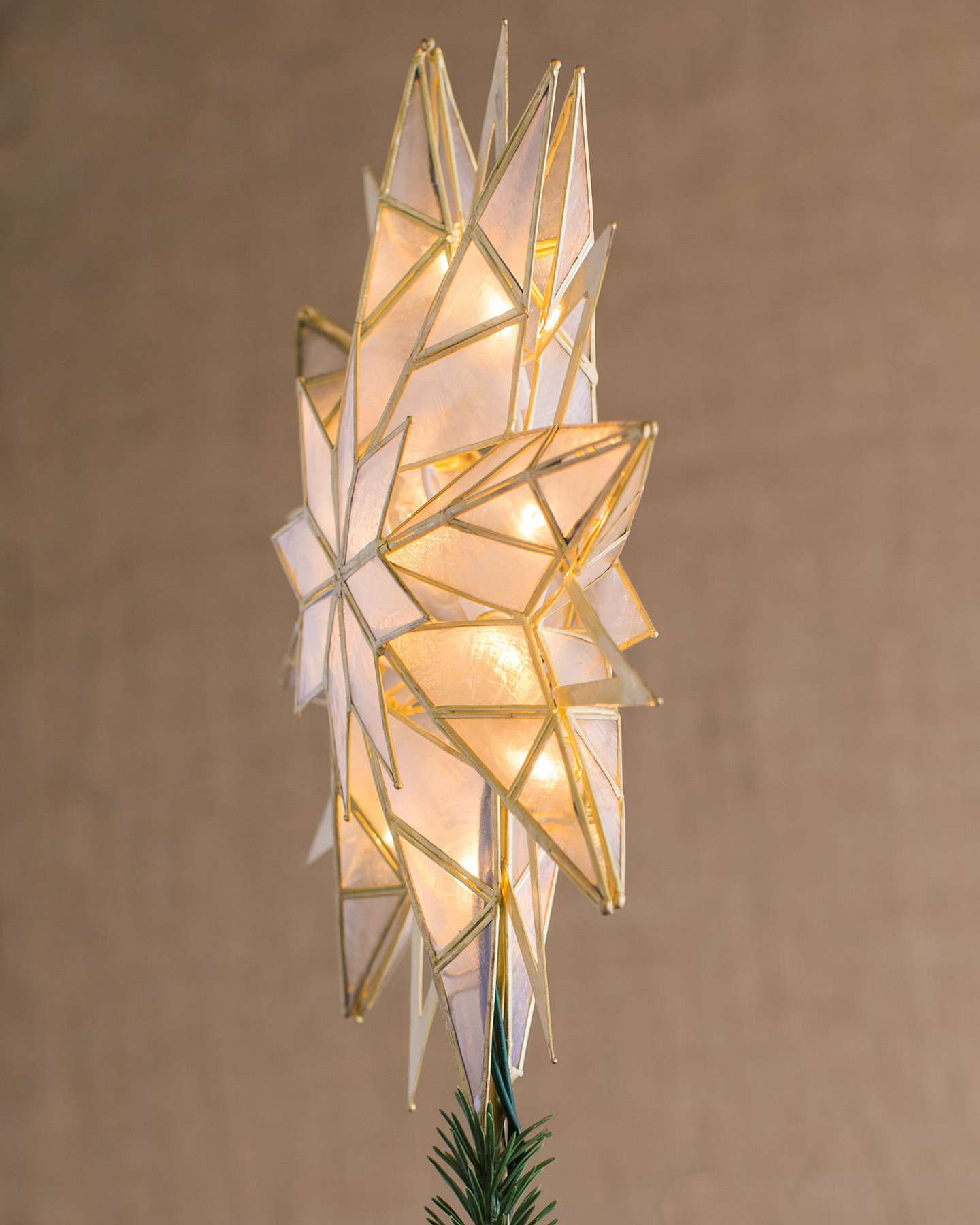 Balsam Hill Double Sided Starburst Artificial Christmas Tree Topper Lifestyle Display Side View